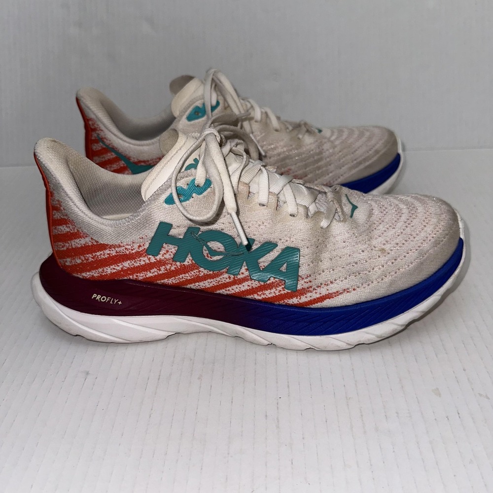 HOKA Mach 5 Running Shoes Womens 9 White Orange Blue PROFLY+ Lightweight - Picture 3 of 14
